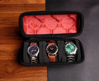 1/2/3/5/6/10 Slot Watch Travel Case,Hard Watch Roll, Travel Watch Organizer Case with Form-Fitting Pillow, Red Microfiber Lining