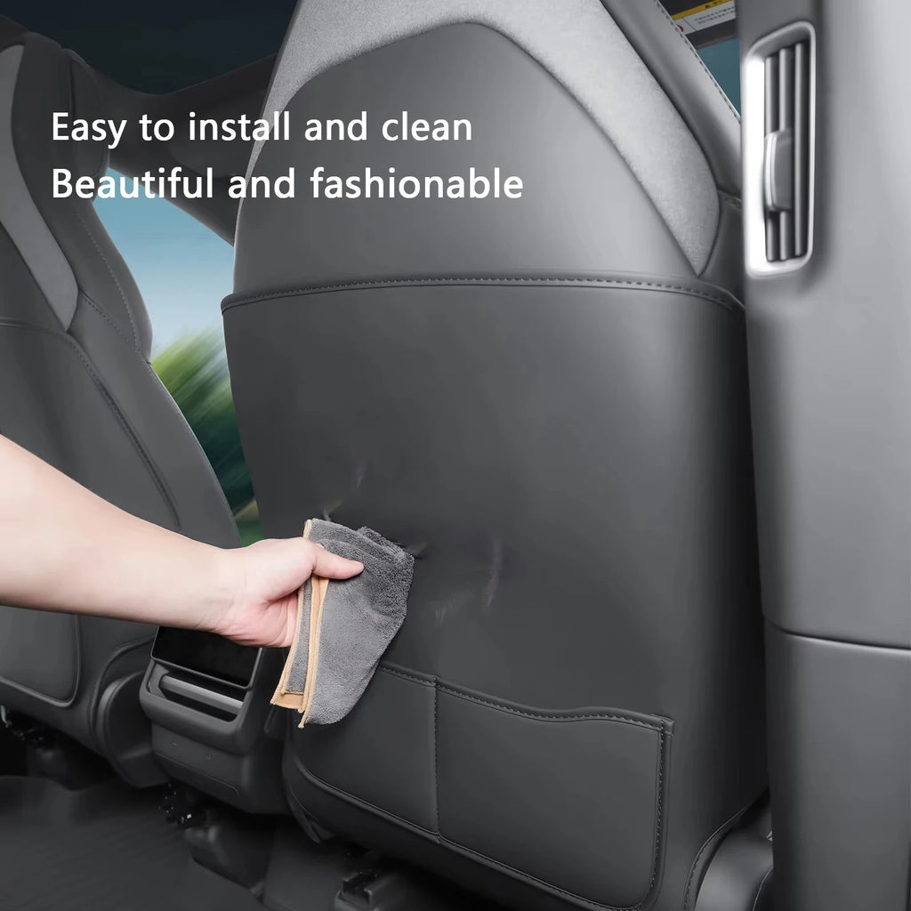 For Tesla Model YL 6-Seater Car Seat Back Anti Kick Pad Leather Full Surround Seat Back Anti Scratch Protector Car Accessories