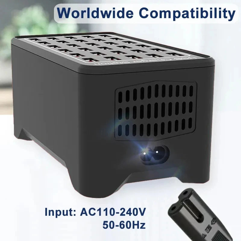 150W USB Charger 10 15 20 25 30 Ports HUB Universal Wall Desktop Fast Charging Station Dock for Mobile Phone Power Adapter