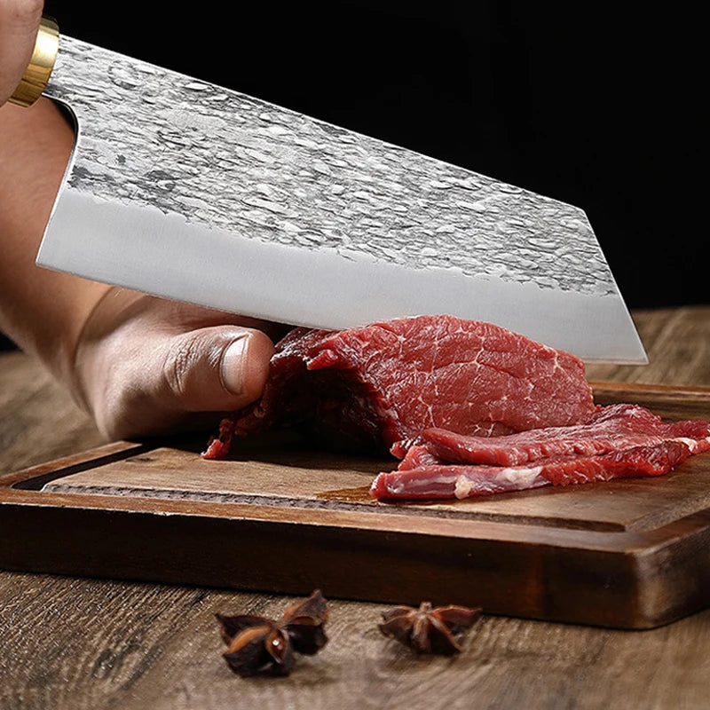 High-hardness Kitchen Knives, Forged Kitchen Knives Stainless Steel Meat Slicers, Solid Wood Handles, Exquisite Gift Knife Boxes
