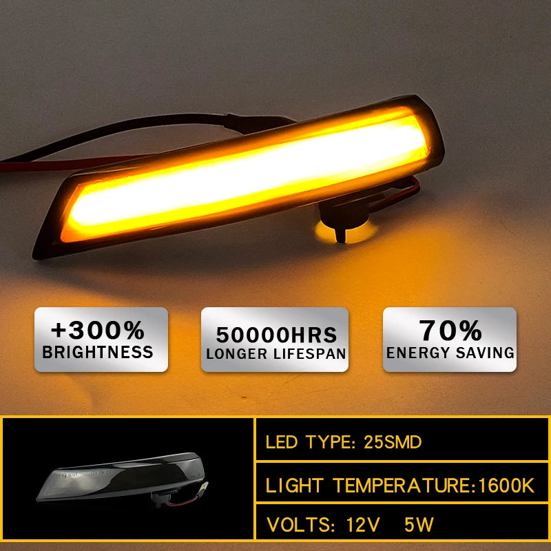 For Ford Focus Mk3 LED Light 2 3 Mk2 Mondeo Mk4 Turn Signal Lamp Flowing Side Wing Rear View Mirror Blinker Dynamic 2PCS