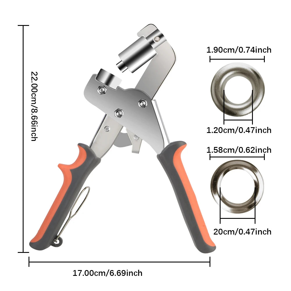 Handheld Hole Punch Eyelet Installation Tool 3/8 Inch 10mm Grommet Eyelet Plier Kit Metal Air Hole Rivet Plier