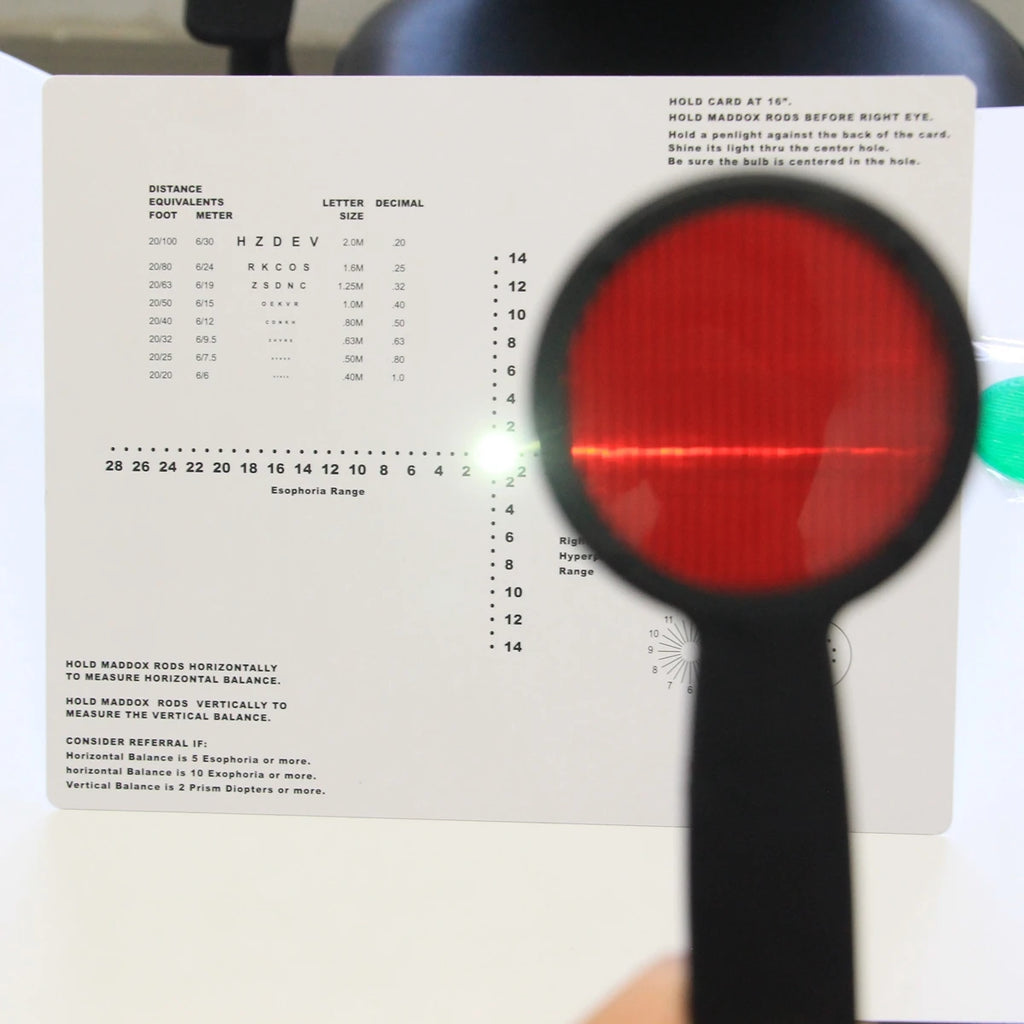 Near Phoria Vision Test Card with Pen light and Maddox Occluder Kit Esophoria Exophoria Horizontal and Vertical Tester