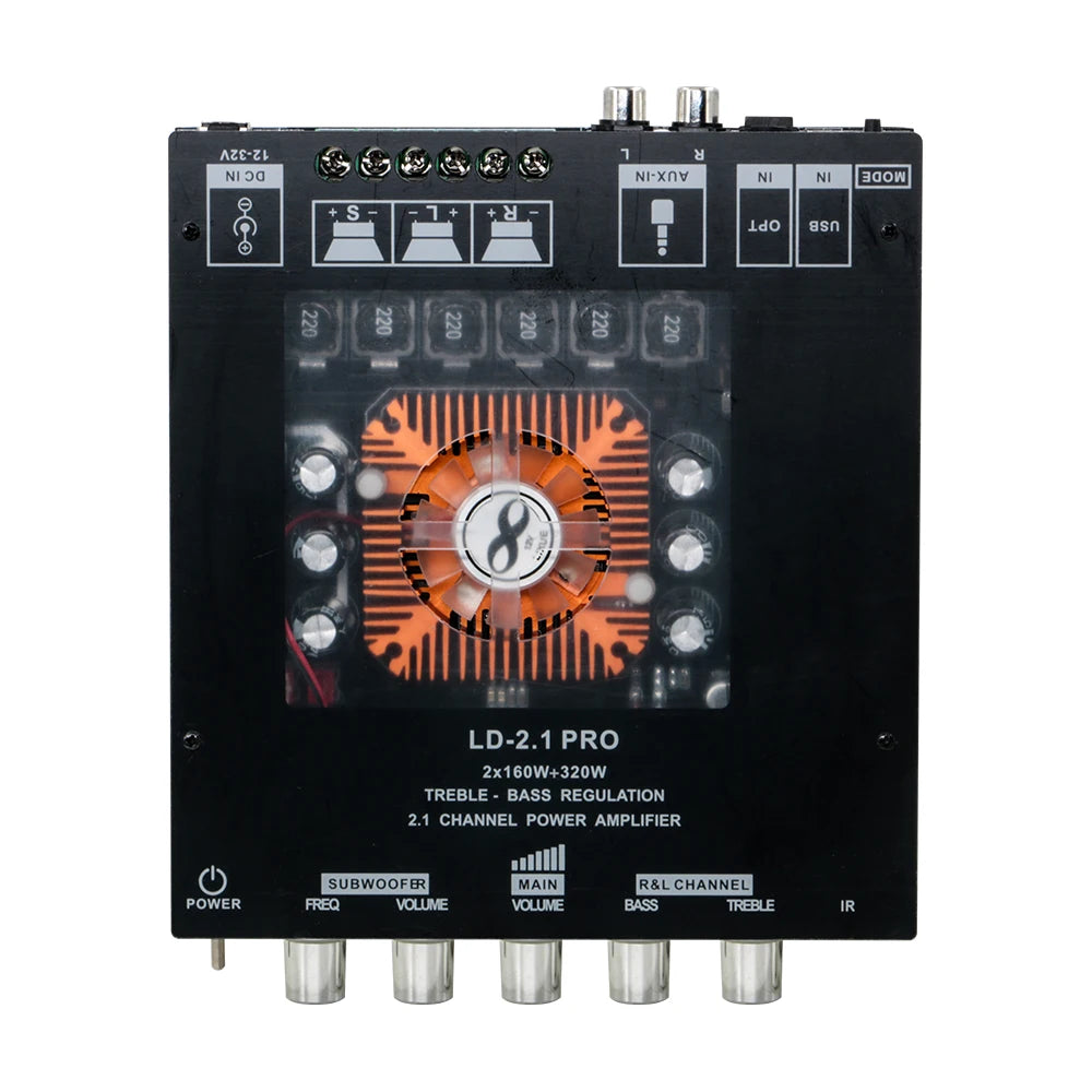 2.1 Channel Bluetooth Amplifier Board 320W with Bass/Treble Control, AUX, DC 12-32V