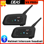 EJEAS V6 PRO + Bluetooth Motorcycle Helmet Intercom Headset with 800M BT Interphone Communicator for 6 Riders Waterproof MP3