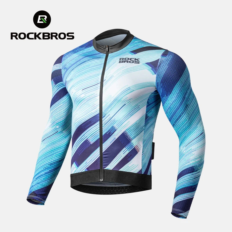 ROCKBROS Spring Summer Cycling Jersey Lightweight Breathable Long Sleeve Jersey Cycling Shirt Bike Uniform Men Cycling Clothing