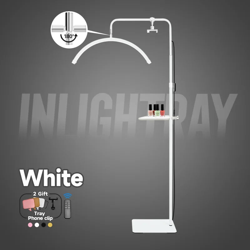 Free LOGO Rotatable Lashes Lamps Half Moon Light Led Moon Lamp Photography Fill Light for Lashes Extension Beauty Floor Lamps