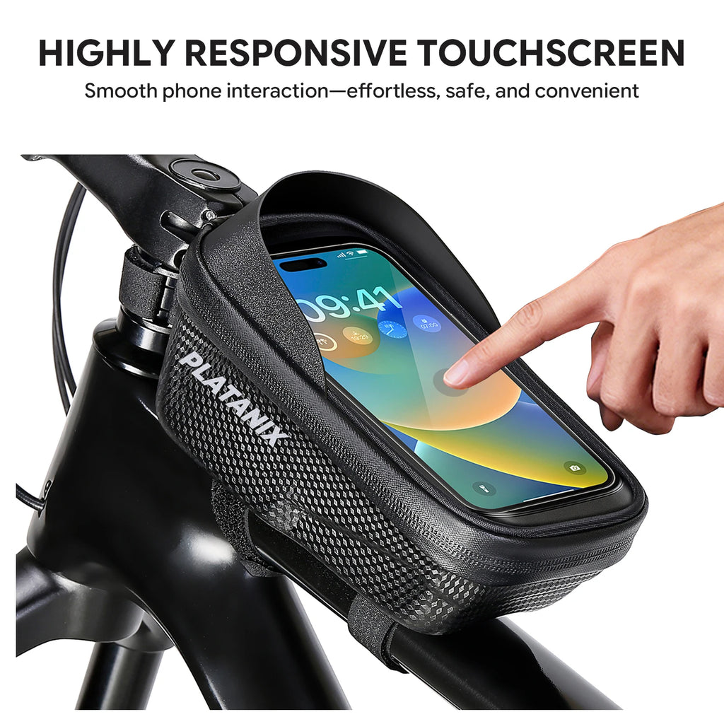 PLATANIX EVA Hard Shell Bike Top Tube Bag Touch Screen Phone Holder Waterproof Bicycle Frame Storage