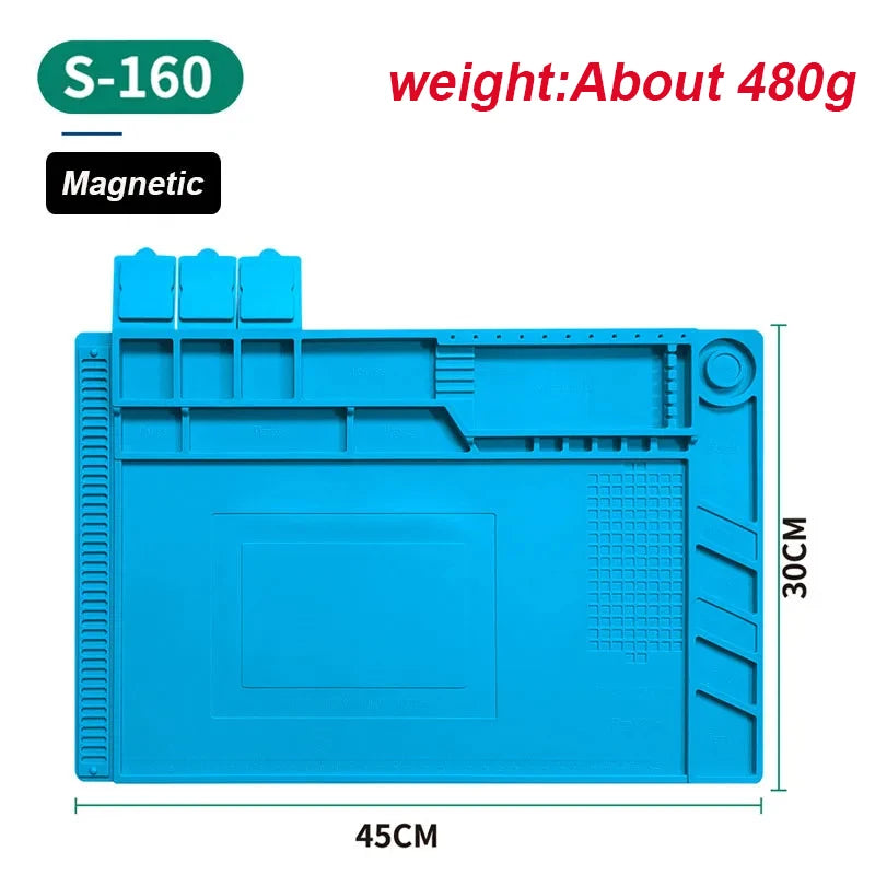 Silicone Soldering Pad Desk Platform Mat for Welding Station Iron Phone PC Repair Magnetic Heat Insulation No Lead S-160