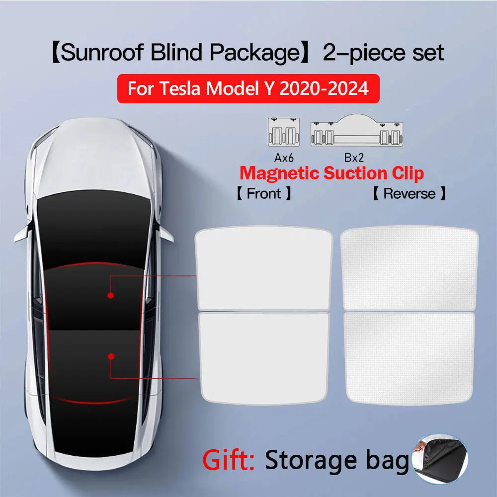 2026 For Tesla Model Y Juniper Sunshade Magnetic Suction Clip Sunroof honeycomb Sunshades Model 3 Highland Skylight Accessory