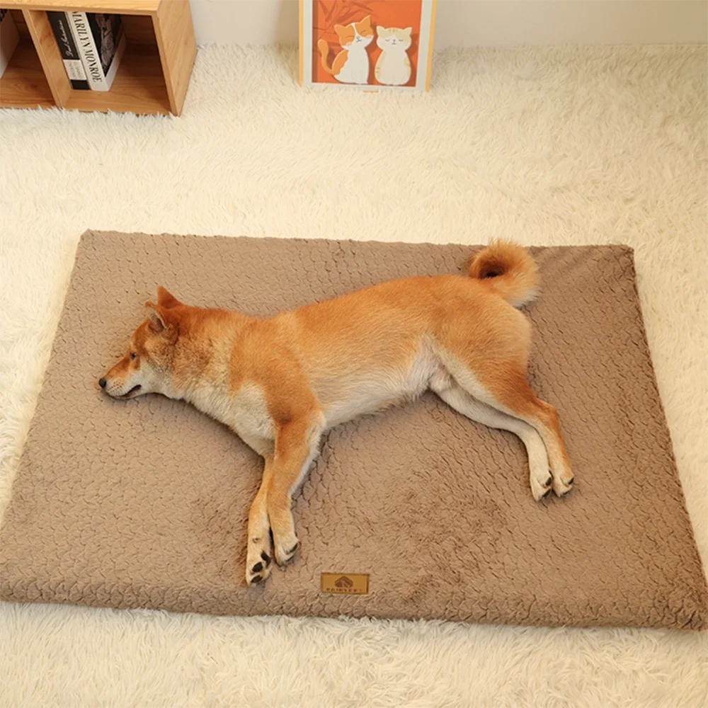 3D Foam Pet Bed With Removable Washable Faux Fur Cover Orthopedic Waterproof Dog Bed For Crate Anti-Slip Bottom Dog Bed