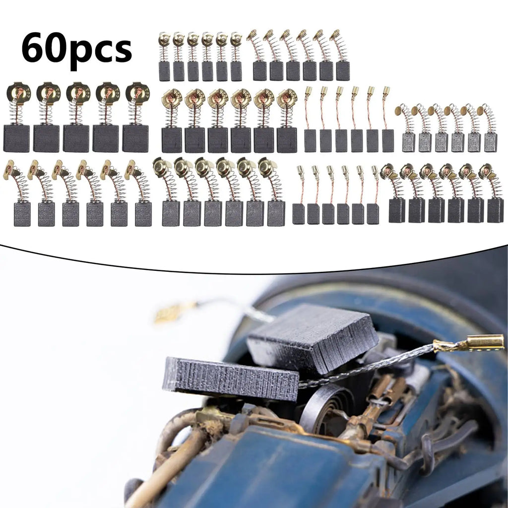60Pcs Electric Motor Carbon Brushes Electric Hammer Drill Replacement Graphite Brush    For Angle Grinders Power Tool 10 Sizes