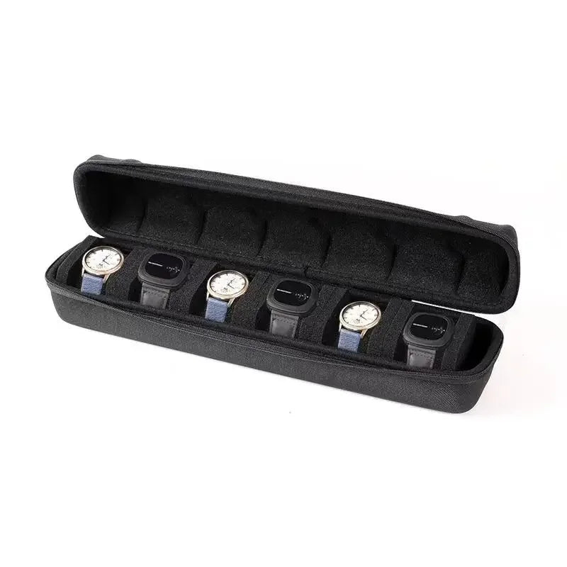 1/2/3/5/6/10 Slot Watch Travel Case,Hard Watch Roll, Travel Watch Organizer Case with Form-Fitting Pillow, Red Microfiber Lining