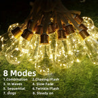 15/10 Bulbs Solar Outdoor String Lights, Fairy String Lights, 8 Modes Courtyards Gardens, Parties, Camping Christmas Decorations