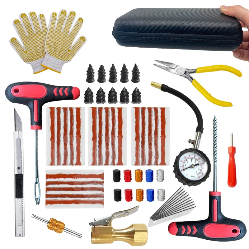 New Car Tire Repair Kit Puncture Plug Tools Tyre Puncture Emergency for Universal Tire Strips Stiring Glue Repair Tool Kit