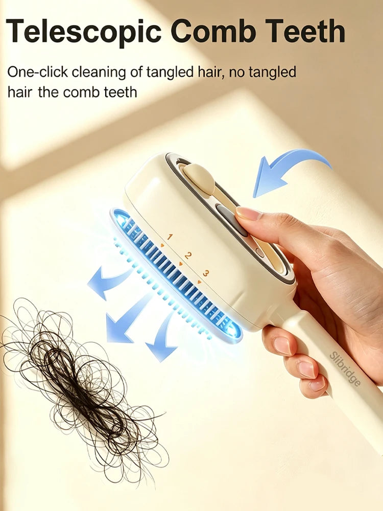 Rechargeable steam hair straightening brush with water spray, anti-frizz, Beige/Pink/Purple