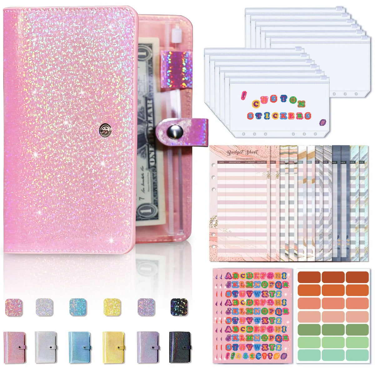 Soft Leather Binder Budget Planner Cash Envelope Binder With Budget Envelopes A6 Binder Pockets Cash Envelope Wallet Budgeting