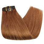 Full Shine Clip-In Human Hair Extensions Remy Double Weft 7pcs 105g Jet Black 12-24in