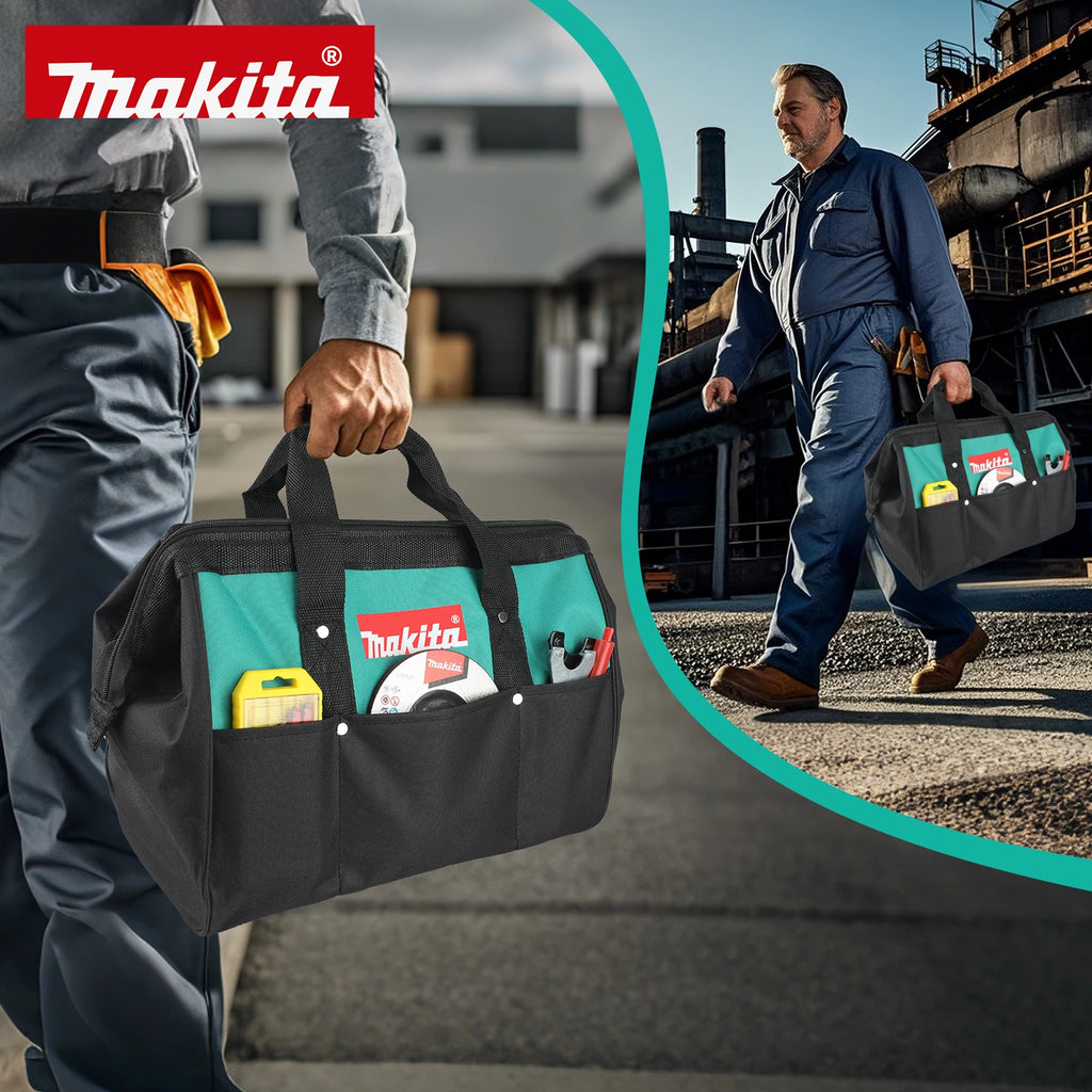Makita Tool Bag 14.57in Double Layer Oxford Cloth Waterproof Electrician Storage, 1pc