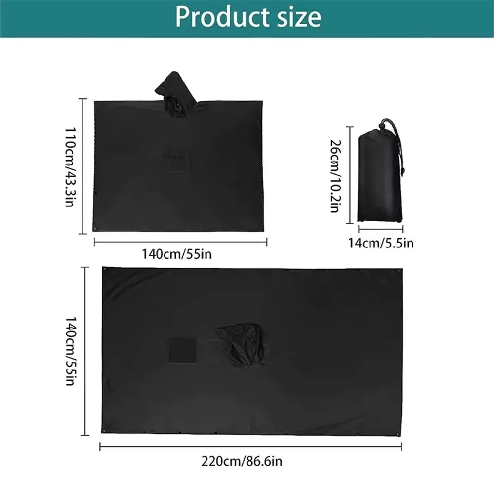 3-in-1 Waterproof Outdoor Rain Poncho Cover, Lightweight Hiking Travel Raincoat - Multiple Colors