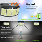 576 LED Outdoor Solar Power Lights Motion Sensor 3 Modes Waterproof Security Flood Lights for Outside Pathway Garden Garage Lamp