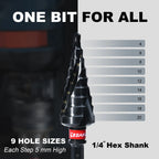 Step Drill Bit for Metal 1PC, 4-20mm M35 Spiral Flute Unibit Step Drill Bit, 1/4" Hex Shank for Metal, Wood, AlTiN Coated
