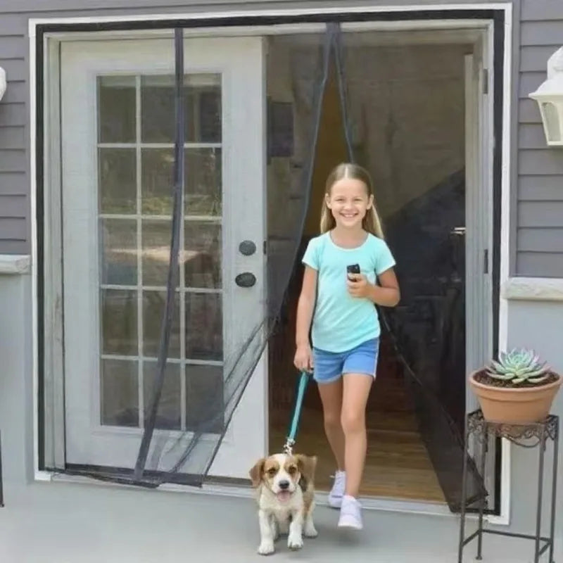 Black Magnetic Door Screen Mosquito Net Custom Size Summer Anti Insect Mesh Automatic Closing Curtain Applicable To Glass Doors