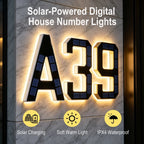 12CM Solar Lighted House Number Outside Light-up LED Address Number Waterproof House Number Light Address Sign Home Decor
