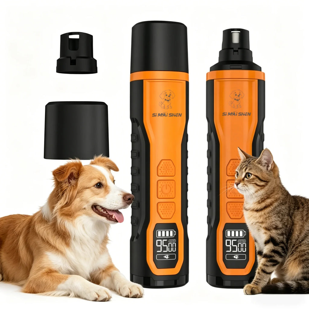 Rechargeable pet nail grinder with LED light, 5-speed electric dog & cat claw trimmer set