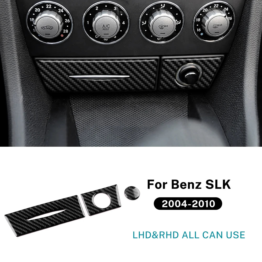 Real Soft Carbon Fiber Trim Sticker For Mercedes Benz SLK R171 2004 2005 2006 2007 2008 2009 2010 Car AC Storage Bottom Panel
