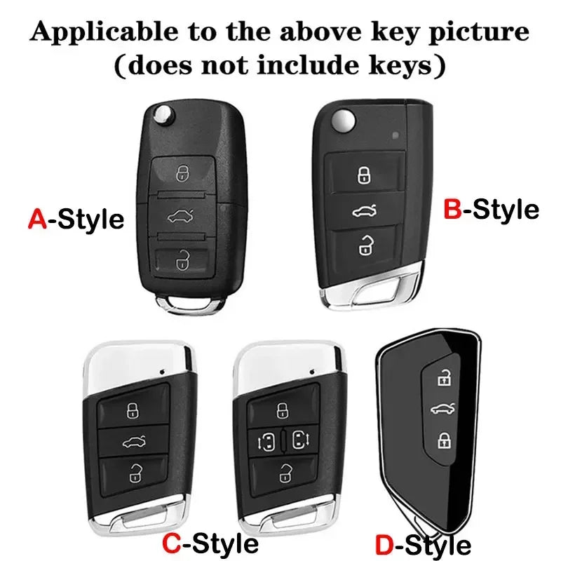 Auto TPU Zinc Alloy Key Case Bag For VW Volkswagen GOLF 5 MK5 Car Key Chain Car Metal Key Shell Interior Decoration Accessories