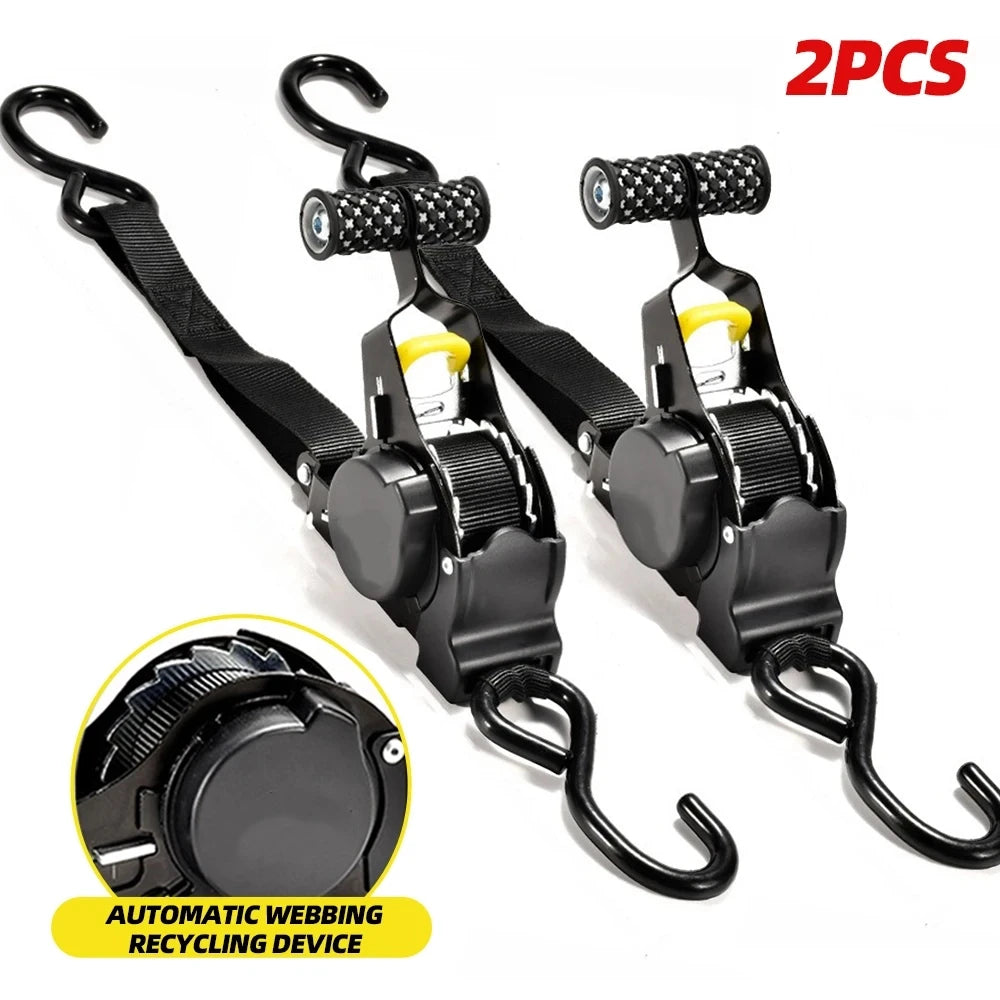 Ratchet Tie Down Straps for Cargo Load Securing, Retractable Belt, 1pc or 2pcs