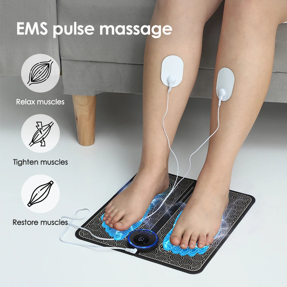 EMS Pulse Electric Foot Massager Foot Therapy Machine Foot Pad Intelligent Acupuncture Foot Massage Pad Mat Muscle Stimulation