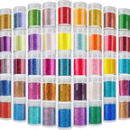 45 Colors Holographic Loose Glitter Mix Set - Chunky Hexagon + Fine Powder for Nail Art & Resin