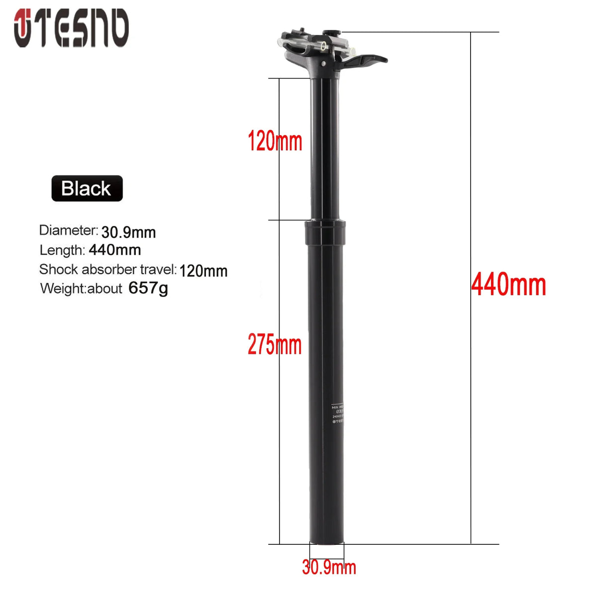 TESNO MTB Road Bicycle Shock Absorber Seatpost Tube Bikes Seat Post Dropper Manual Travel Height Adjustable Suspension 30.9/31.6