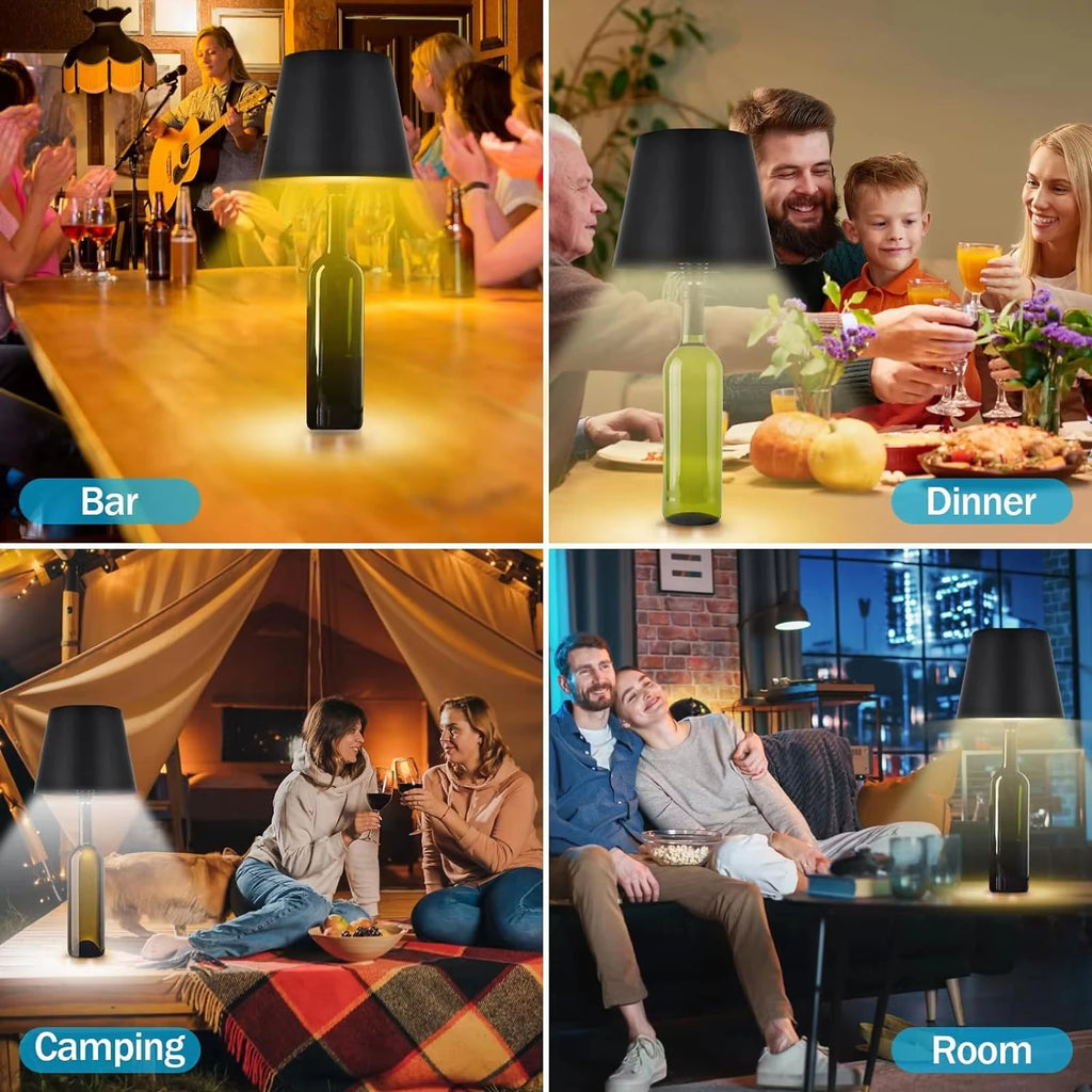 USB Charge Bottle Table Lamp Touch Control 3 Colors and Stepless Dimming Night Lamp For Restaurant Bar Wine Bottles Desk Lights