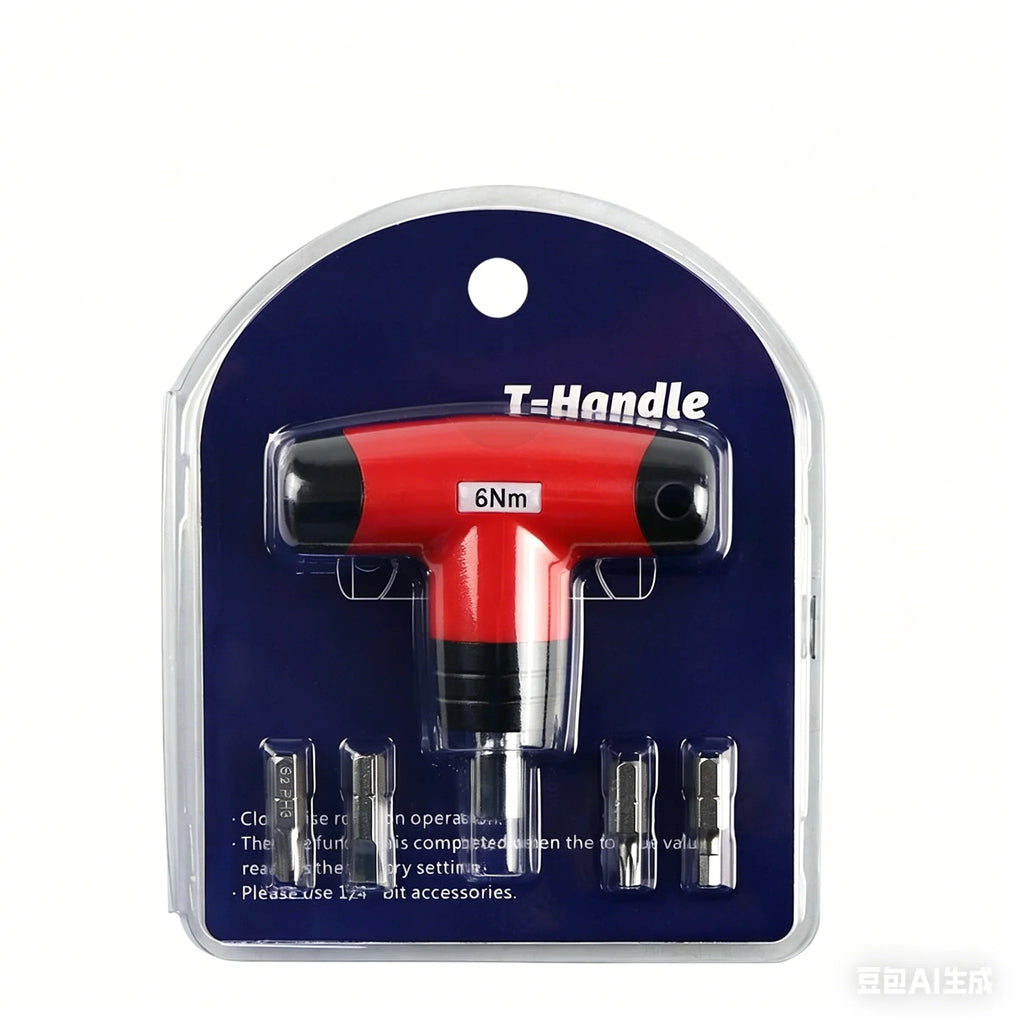 1- 6 N.M T-type Fixed Torque Scewdriver Preset Torque Wrench Tools with 4 Batch Heads 5% Accuracy 6.35mm