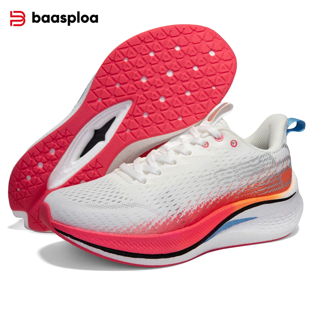 Baasploa Men Women Running Sneakers New Brand Carbon Plate Mesh Breathable Male Female Professional Training Unisex Sport Shoe