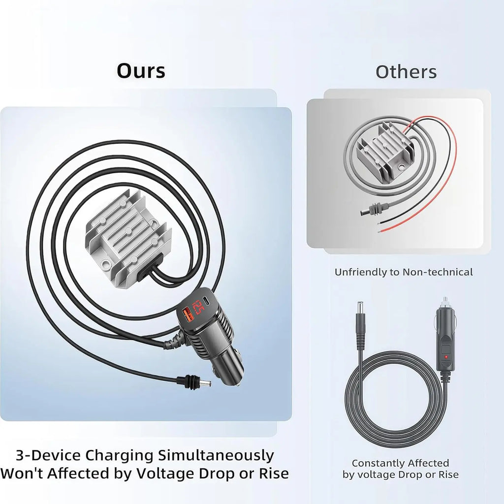 For Starlink Mini 3in1 12V-24V Car Charger Car Cigarette Lighter Adapter Voltage Converter DC Power Cable for RVS Campers Boats