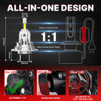H7 LED Headlight Bulb Mini H4 H1 H11 9005 9006 HB3 HB4 9012 Hir2 5500W 4 Side CSP Chip LED Car Headlamp Auto Diode 360 Turbo LED