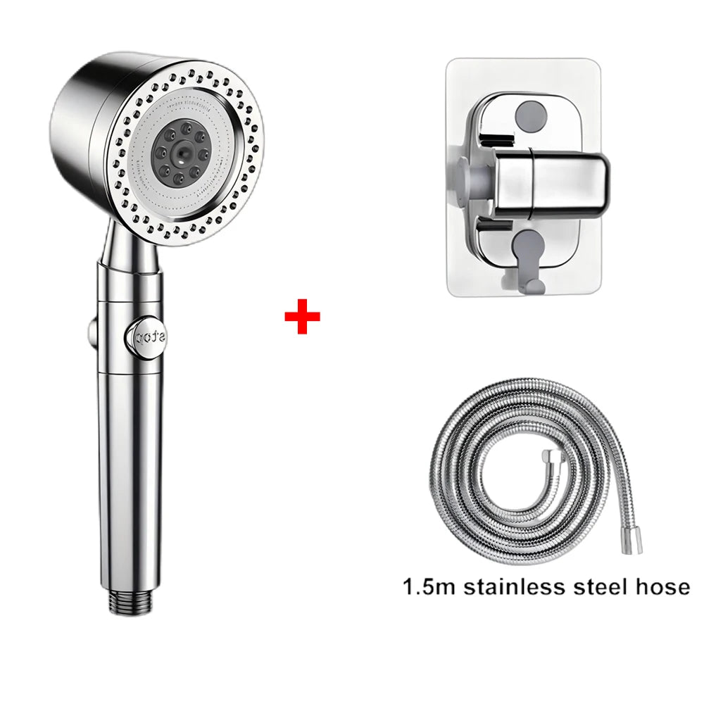 5 Modes Spray Water Saving Shower Head ABS Handheld Spa Showerheads Large Flow Portable Bathroom Filter Shower Faucet Nozzle Set