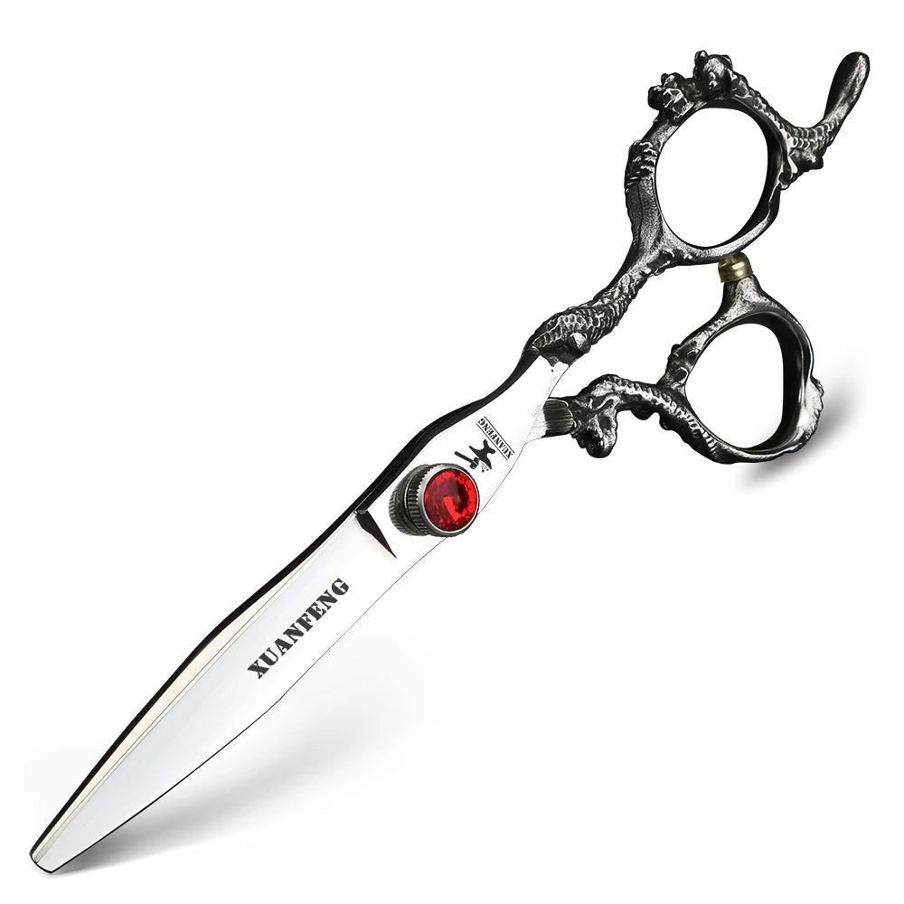 6 "7" Dragon Handle Japanese 440C Steel Barber Scissors Professional Cutting and Thinning Scissors