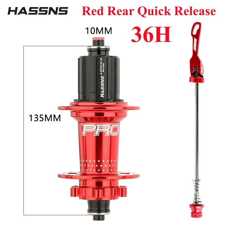 HASSNS Pro 7 36h Rear Hub Bearing 36Holes Freehub MTB Bike Four Palin 32H Rear Hub for 7-12 Speed Noisy Cube Bicycle 6 Pawl Hubs