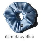 Mulberry Silk Oversized Scrunchie Hair Tie 6cm Elastic Ponytail Holder, Baby Blue