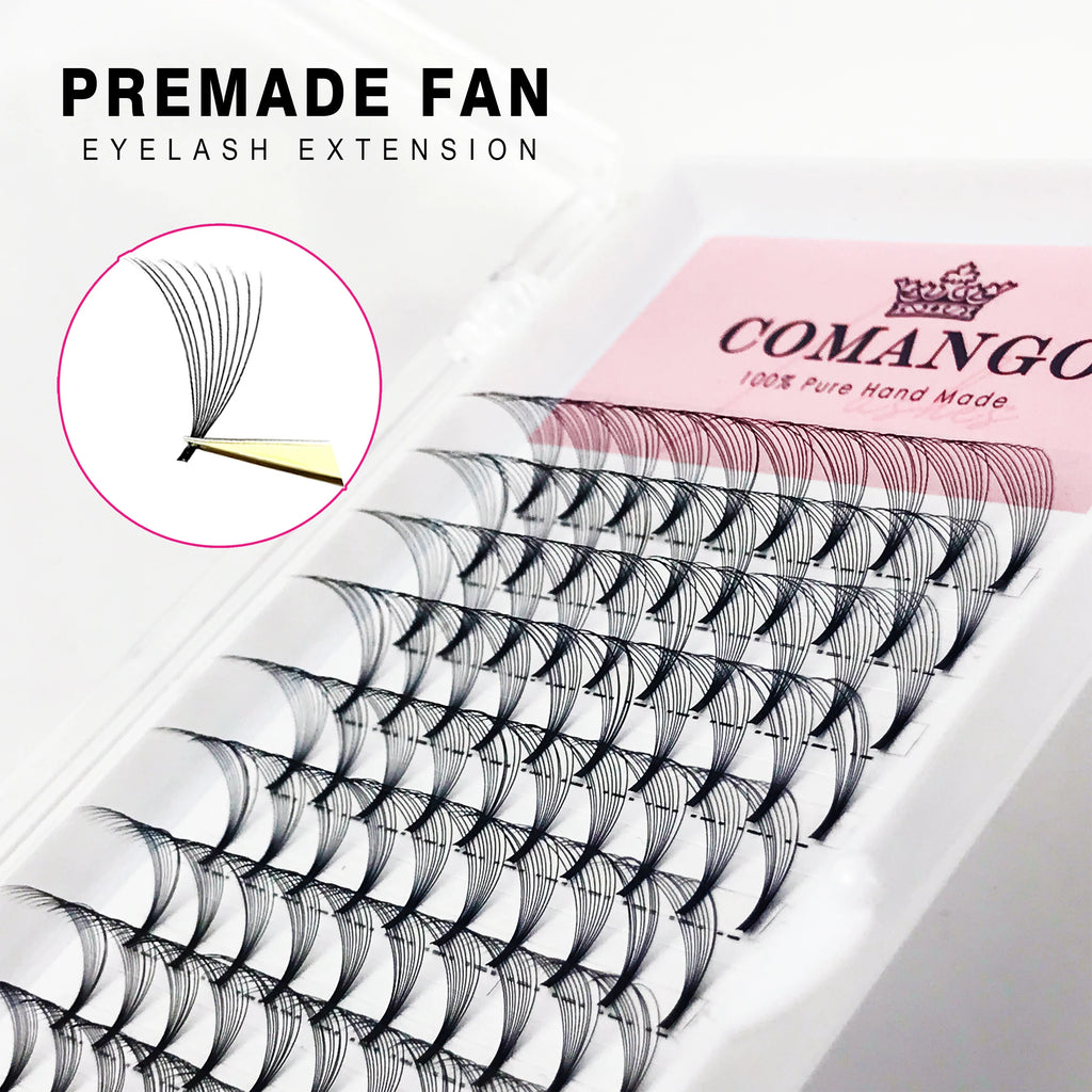 5pcs/Lot CoMango Short Stem Premade Fans Russian Volume Lashes Tray Premium Eyelash Extensions Supplies for Eye Beauty Makeup