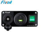 12V Cigarette Lighter Socket 4 in 1 Waterproof Car Dual QC3.0 USB Outlet Panel for RV Marine Boat Power Socket Charger Socket