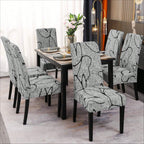 Printed Stretch Dining Chair Covers High Back Universal Slipcover, Color1 4pcs or 6pcs
