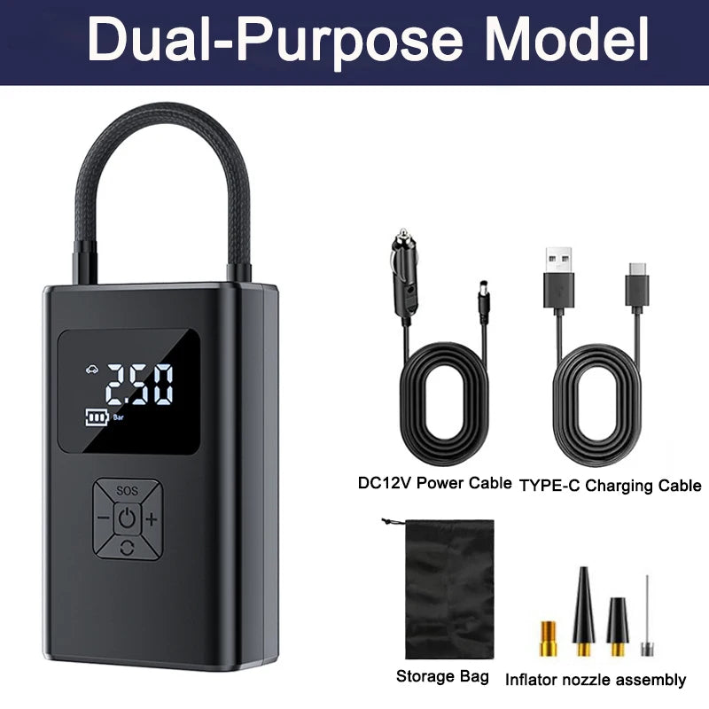 EAFC 12V Dual-Purpose Mode Car Inflator Pump150PSI Electric 4000Mah Wireless Air Pump  Pump For Motorcycle Bicycle Car Ball