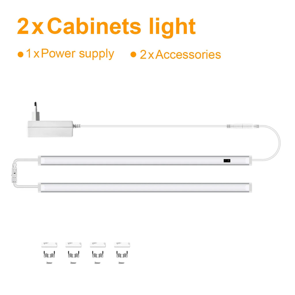 Kitchen Under Cabinet Sensor LED Lighting Kit Linkable LED Bar Light Hand Sweep Dimmable Switch Counter Shelf Workbench Closet