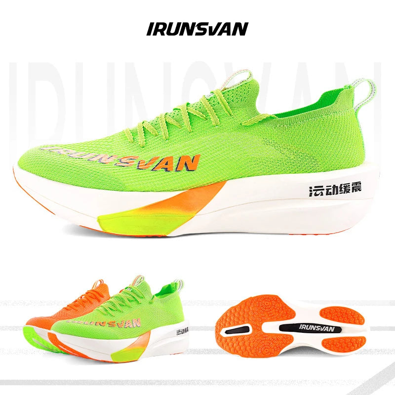 IRUNSVAN Carbon Plate Running Shoes, Breathable Mesh Anti-Slip Trainers, Men's/Women's